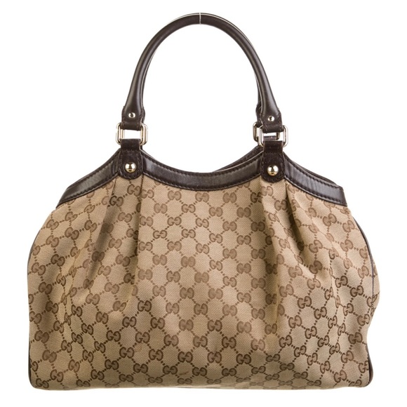 Like New GUCCI Sukey GG Canvas Medium Tote Shoulder Bag Brown Tan Monogram - Picture 3 of 17